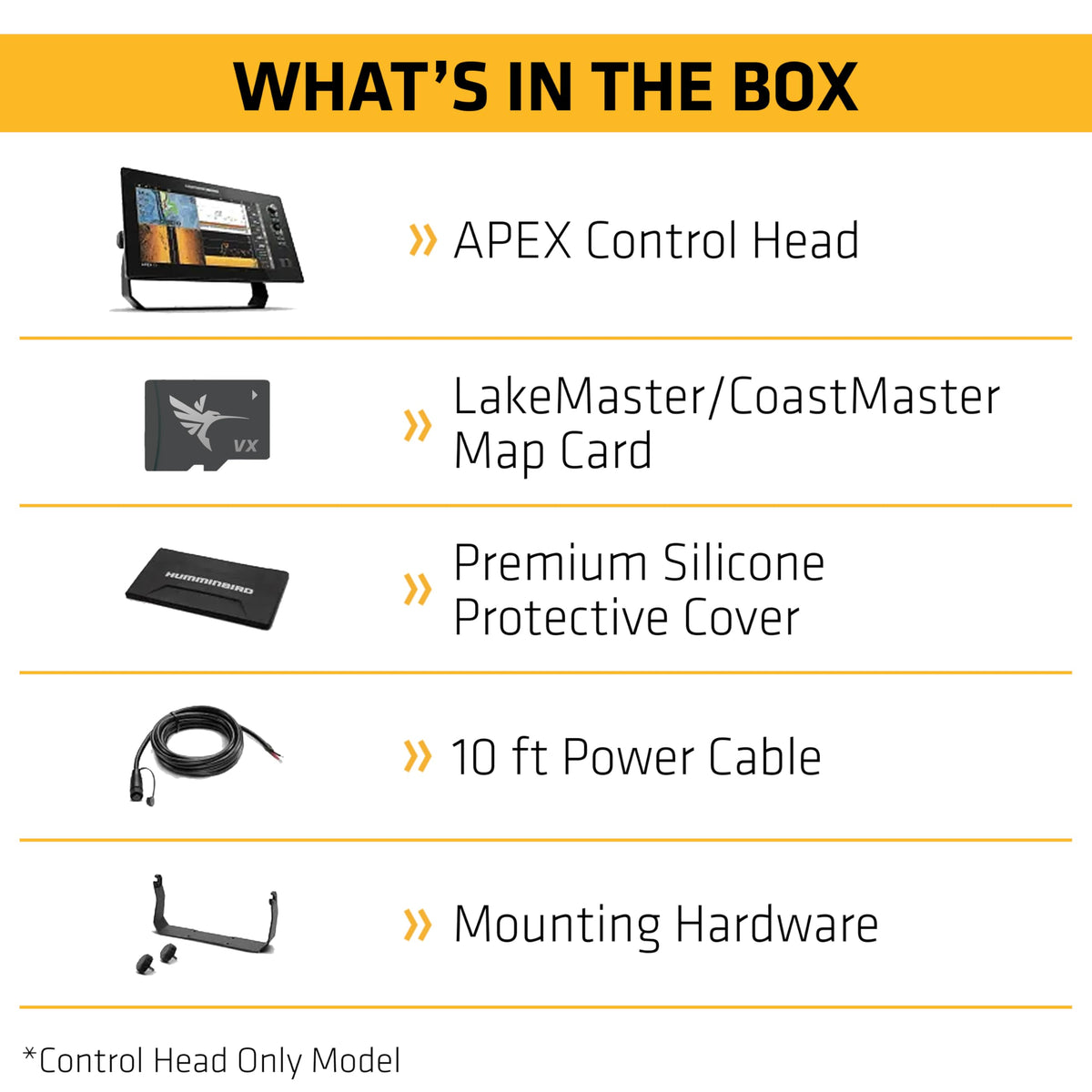 HUMMINBIRD 411500-1VXCHO Humminbird APEX 16 VX CHO GPS Fish Finder with LakeMaster and CoastMaster VX Maps and MEGA Side Imaging+ (Control Head Only)