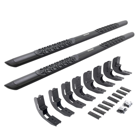 GO RHINO V3415880T Go Rhino V-Series V3 5" Side Steps & Mounting Brackets | Aluminium, Textured Black | V3415880T | Fits 2019-2025 Chevrolet Silverado & GMC Sierra 1500, 2500 HD, 3500 HD Double Cab (See Description)