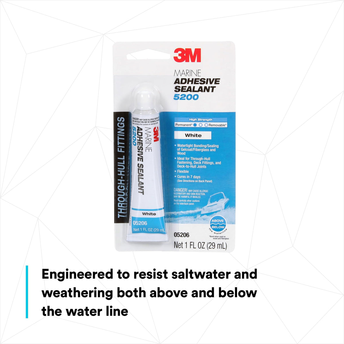3M 05206 3M Marine Adhesive Sealant 5200, White, 1 oz Tube
