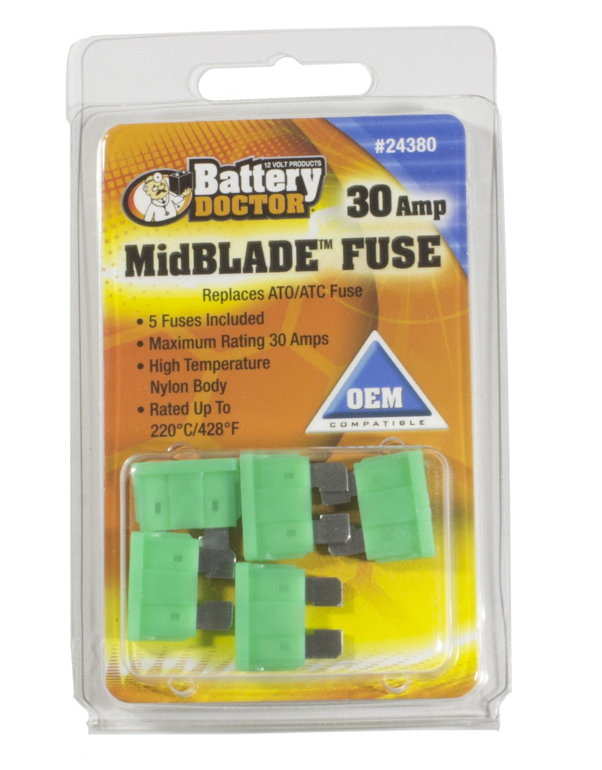 WIRTHCO 24380 WirthCo 24380 Battery Doctor 30 Amp MidBlade Fuse, 5 Pack