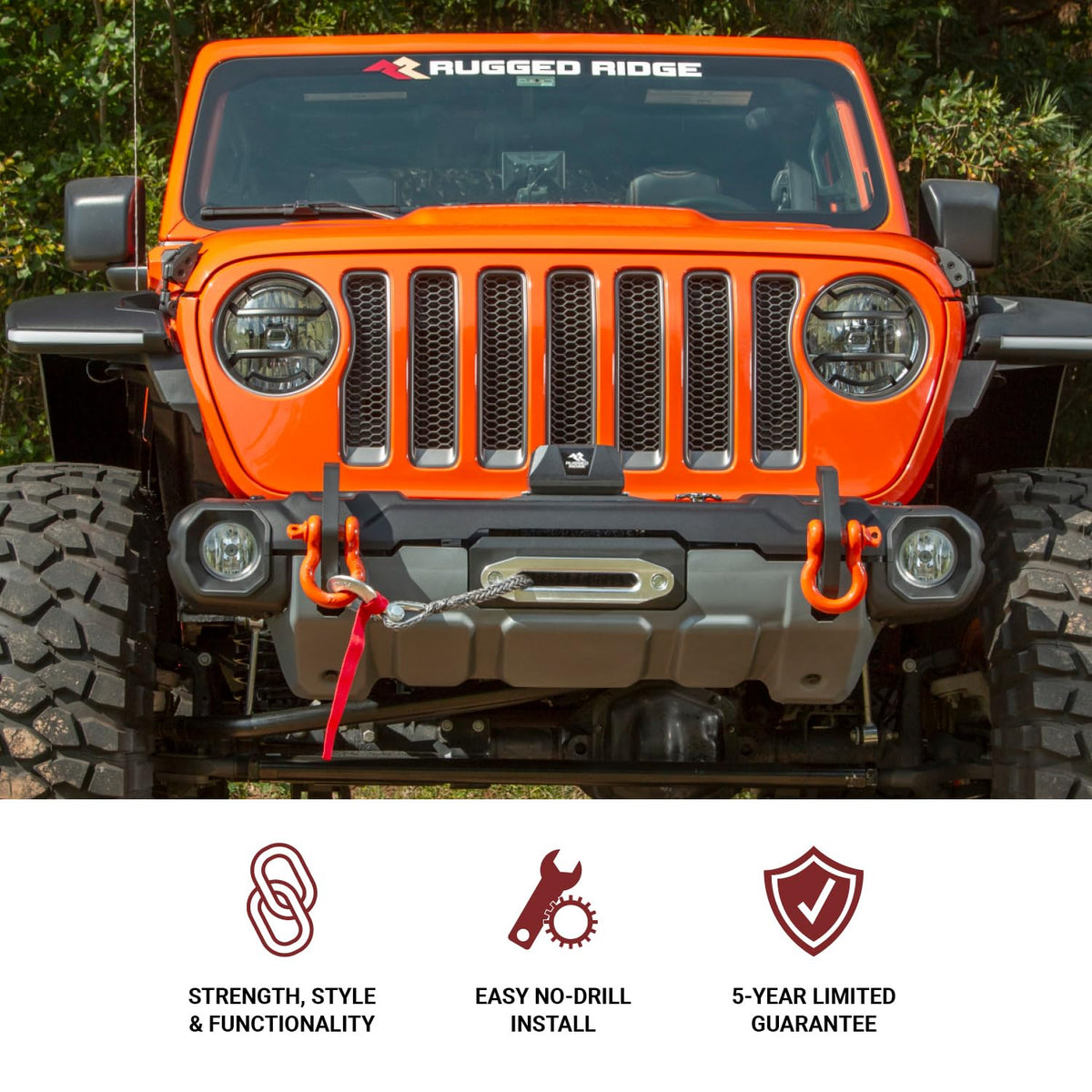RUGGED RIDGE 11549.42 Rugged Ridge Venator Bumper, Front for Jeep Wrangler/Gladiator | Full Width w/Winch Tray, Steel, Black | 11549.42 | Fits 2018-2025 Jeep Wrangler JL; 2020-2025 Jeep Gladiator JT