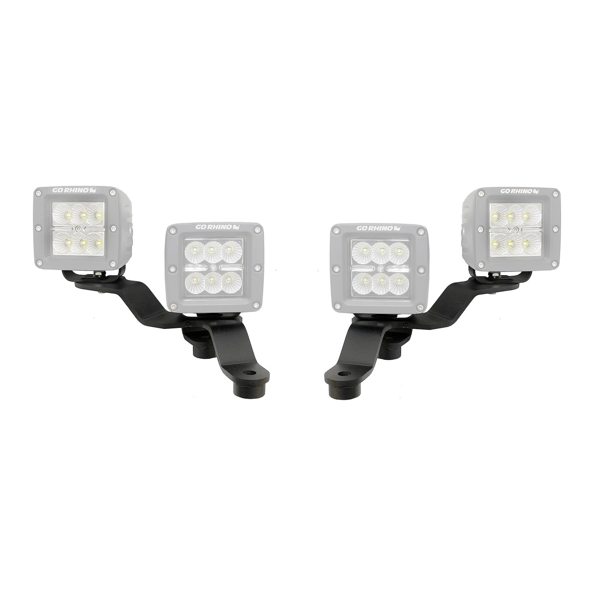 GO RHINO 730231T Go Rhino XE Windshield Cowl LED Light Mounts for Dual 3x3 LED Cubes Offset | Mild Steel, Textured Black | 730231T | Fits 2018-2024 Jeep Wrangler JL/JLU; 20-24 Jeep Gladiator JT Excludes Mojave