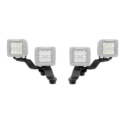 GO RHINO 730231T Go Rhino XE Windshield Cowl LED Light Mounts for Dual 3x3 LED Cubes Offset | Mild Steel, Textured Black | 730231T | Fits 2018-2024 Jeep Wrangler JL/JLU; 20-24 Jeep Gladiator JT Excludes Mojave
