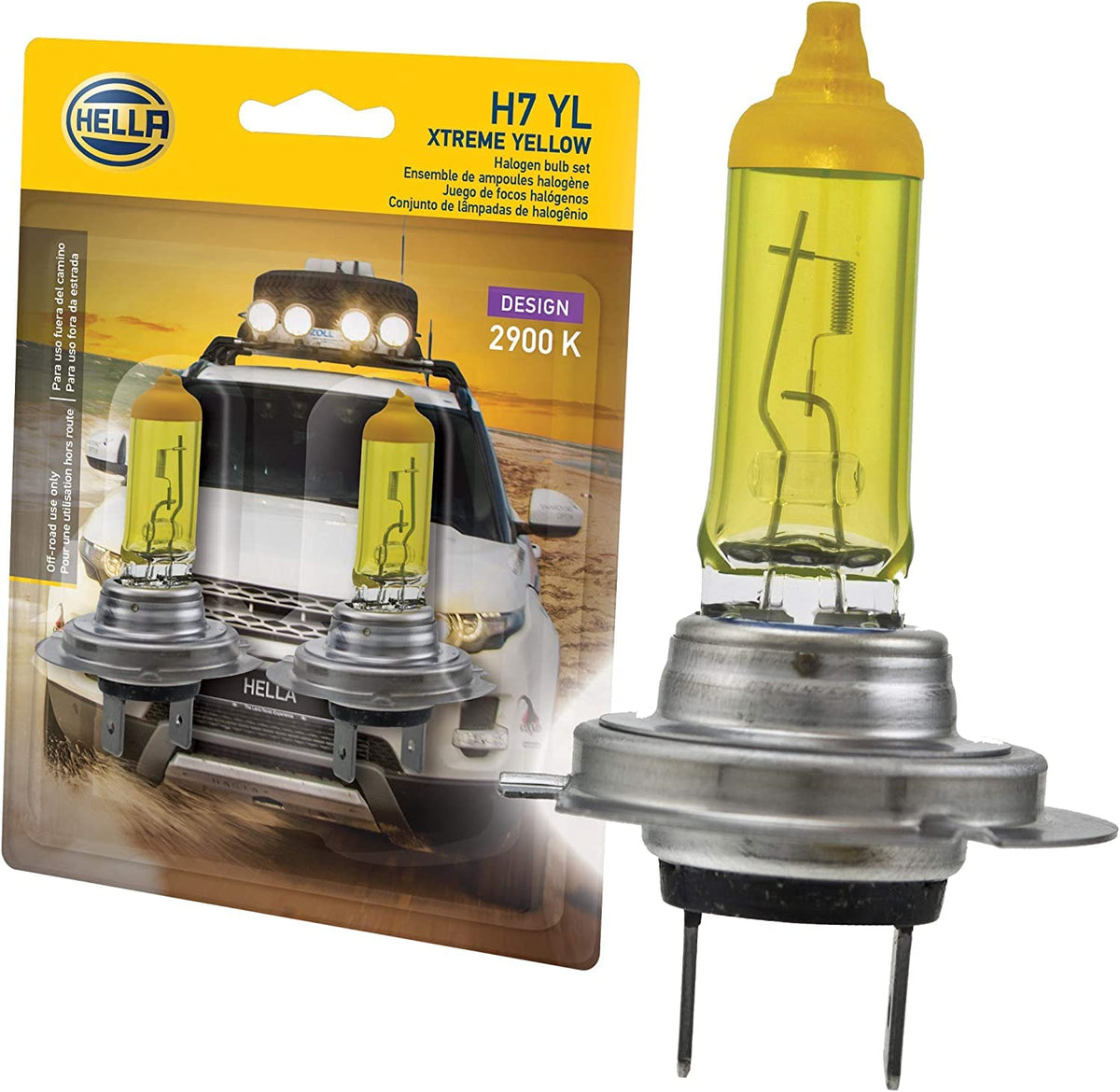 Hella H7YL H7 YL Bulb 12V 55W Px26D T4.625 Yellow 2Bliste