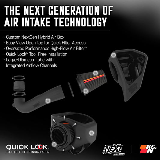 K&N FILTER 50-3110D K&N NextGen Cold Air Intake System: Dry-Flow Cotton Filter: Compatible with 2019-2025 CADILLAC/CHEVROLET/GMC Escalade; Silverado 1500; Suburban; Tahoe; Sierra 1500; Yukon; Yukon XL; 50-3110D