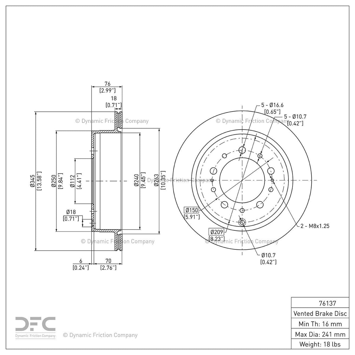 Dynamic Friction 604-76137 Rear Brake Rotor