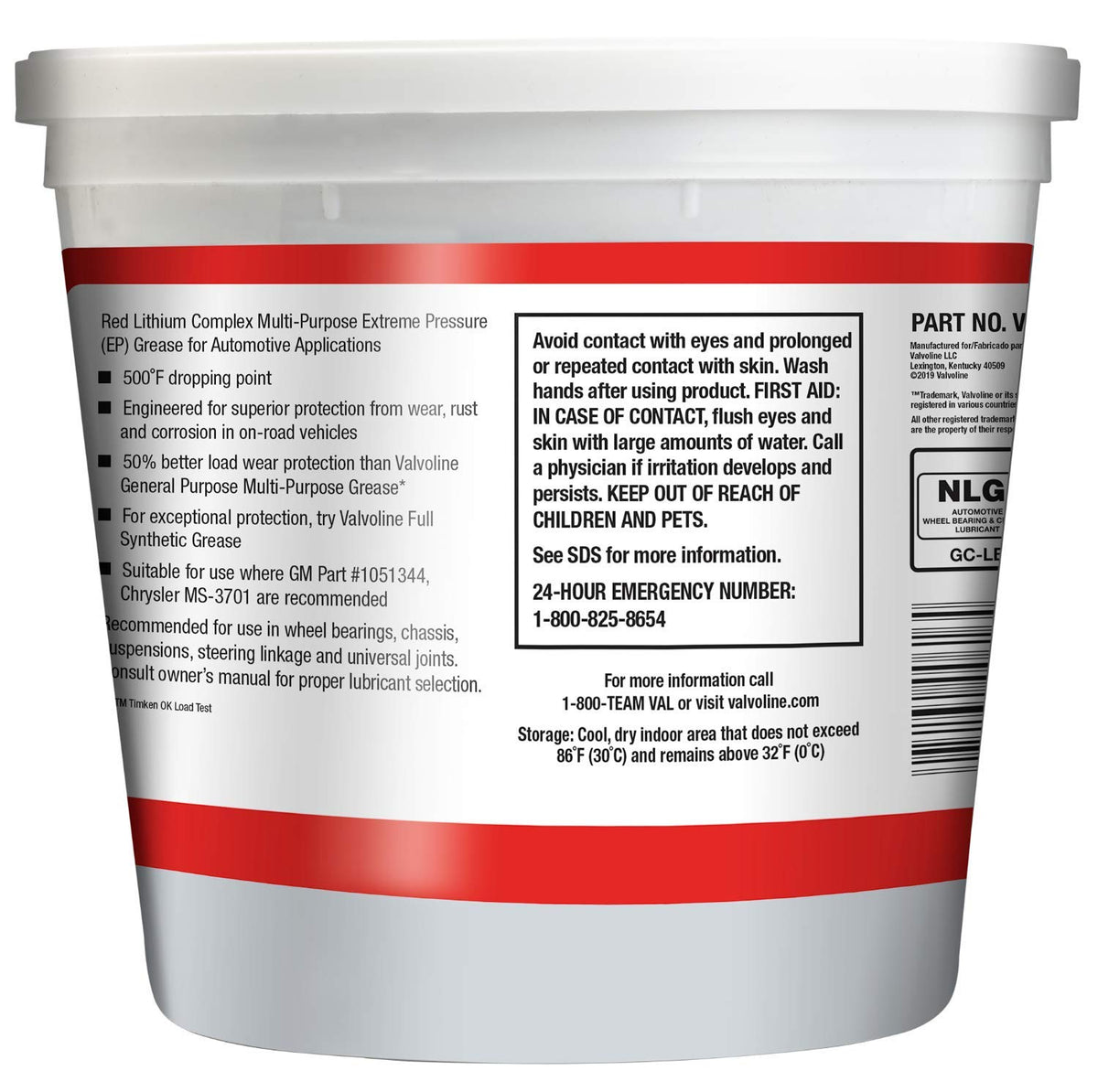 VALVOLINE VV616 Valvoline Multi-Vehicle High Temperature Red Grease 4 LB Tub