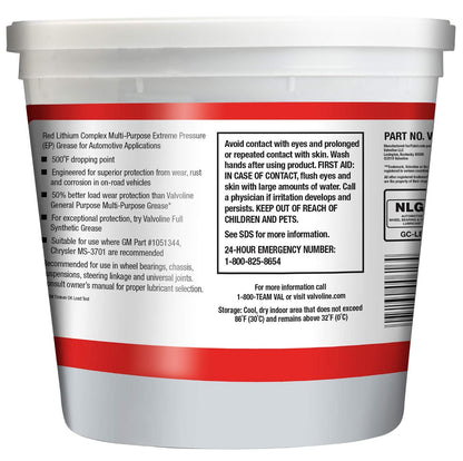 VALVOLINE VV616 Valvoline Multi-Vehicle High Temperature Red Grease 4 LB Tub