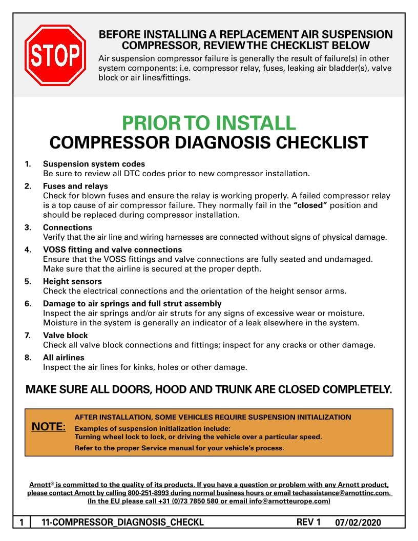 ARNOTT P-2986 Arnott P-2986 WABCO OES AIR SUSPENSION COMPRESSOR