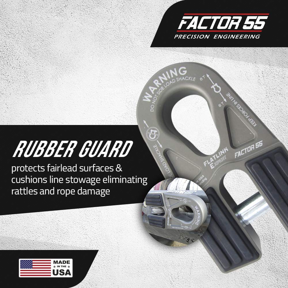 FACTOR 55 00080-06 Factor 55 00080-06 Flatlink E (Expert) Replaces Conventional Winch Hook with a Stronger Shackle/D-Ring Mount Maximum Load 16,000 lb Ultimate Failure Greater Than 40,000 lb – Gray