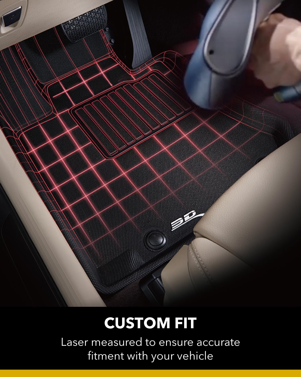 3D MAXpider L1HY10101509 3D MAXpider Custom Fit Kagu Floor Mat (Black) Compatible with Hyundai Palisade 7-Seat 2020-2025 - Full Set