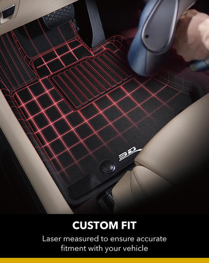 3D MAXpider L1HY10101509 3D MAXpider Custom Fit Kagu Floor Mat (Black) Compatible with Hyundai Palisade 7-Seat 2020-2025 - Full Set