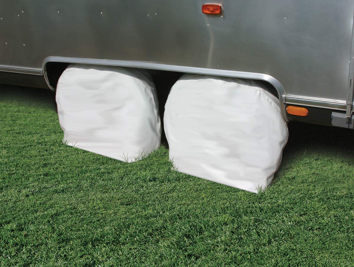 CAMCO 45324 Camco 45324 Vinyl Wheel & Tire Protector, 2 Pack (33 inches-35 inches, White)