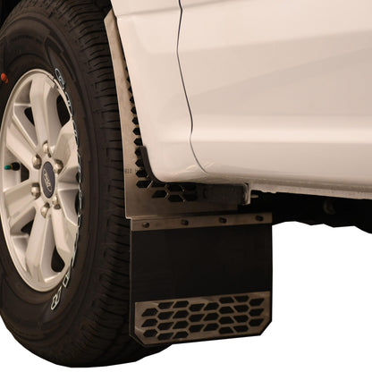 PUTCO 78000 Putco Polished Stainless Steel HEX Steel Mud Skins - Front Pair - Fits Chevy Silverado 1500 / GMC Sierra 1500 / Dodge Ram Truck 1500 2014-2025
