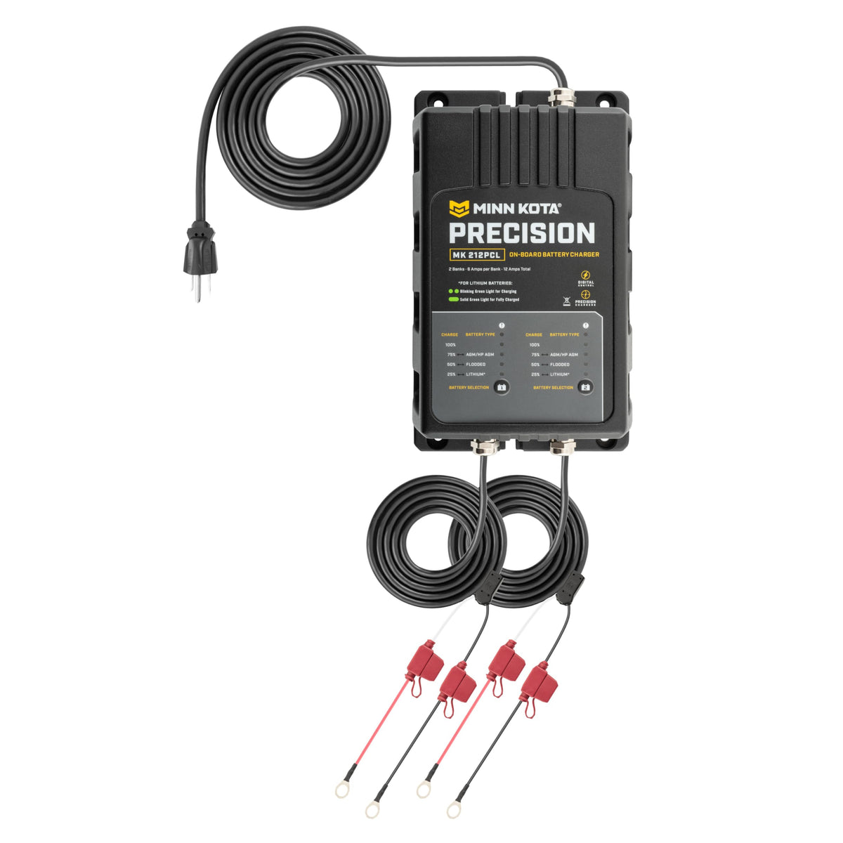 MINN KOTA 1832121 Minn Kota Precision MK-212PCL On-Board Marine Battery Charger – 2 Banks, 6 Amps Each