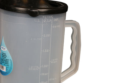 WIRTHCO 94026 WirthCo Funnel King 94026 Heavy Duty Polypropylene Graduated Measuring Container, 87 oz (2.5 L), Black 4 Inch Spout, Translucent