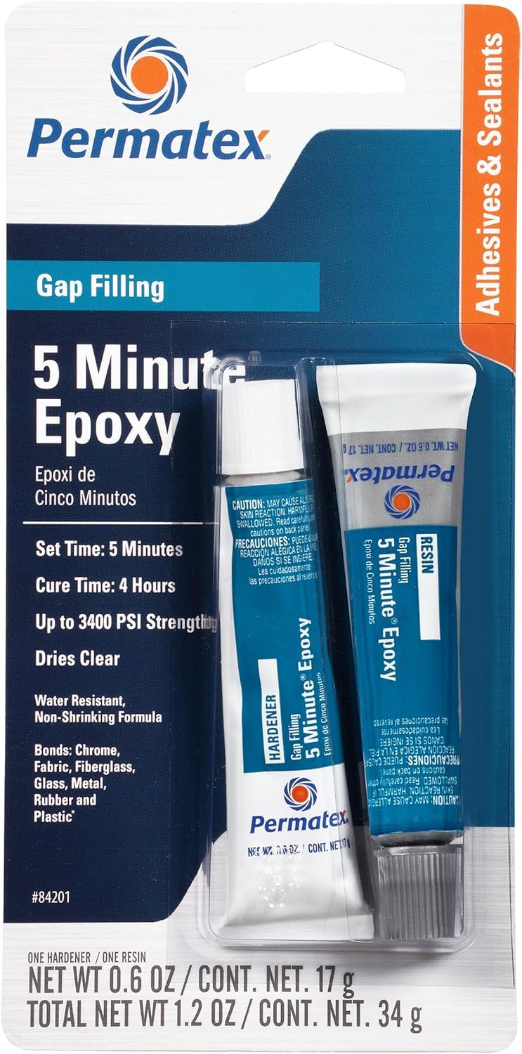 PERMATEX 84201 Permatex 84201 PermaPoxy 5 Minute General Purpose Epoxy, Two 0.6 oz. Tubes