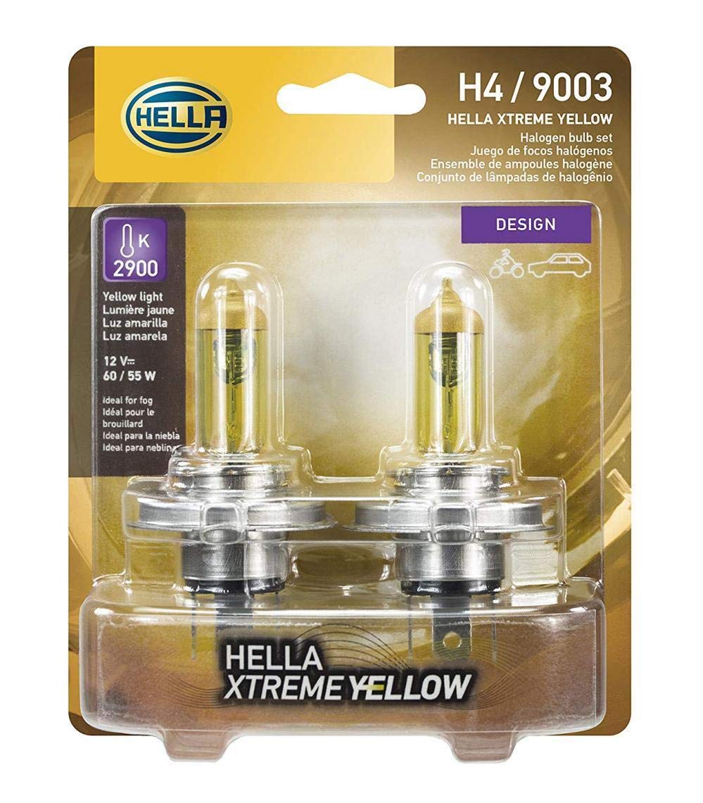 Hella H4YL H4 YL Bulb 12V 60/55W P43T T4.625 Yellow 2Blis