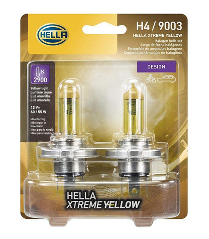 Hella H4YL H4 YL Bulb 12V 60/55W P43T T4.625 Yellow 2Blis