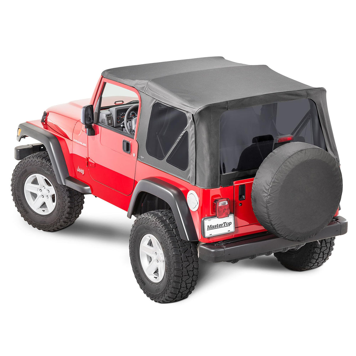 MASTERTOP 15101235 MasterTop Replacement Soft Top Fabric - Fits Jeep Wrangler TJ 1997-2006 - Jeep TJ Soft Top with Removeable Side Quarter & Rear Windows - (Black Diamond, Without Upper Door Skins)