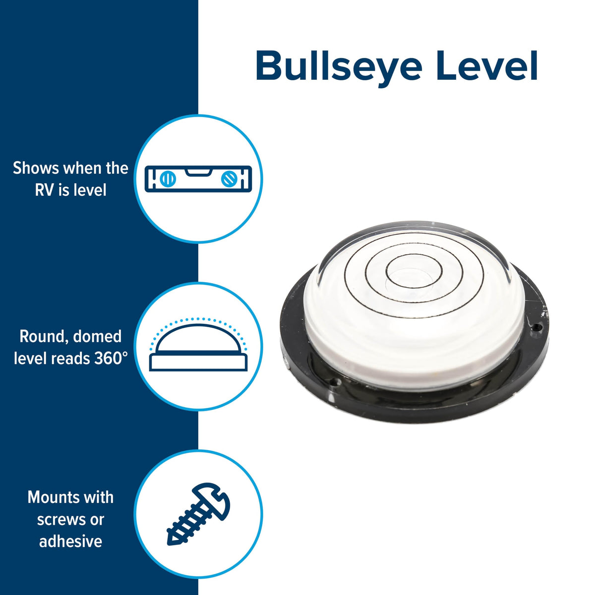 CAMCO 25573 Camco Camper/RV Level - Features Bullseye Bubble Level Design for Fast Settling - Reads 360-Degrees Simultaneously - Can be Mounted or Free Standing (25573)