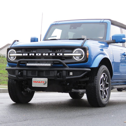 TRAILFX BR001T TrailFX BR001T Standard Front Bumper with Pre Runner Guard for Ford Bronco 2021-2025 Matte Black Powder Coated Steel Direct-Fit D-Rings LED Cube Light Mounts