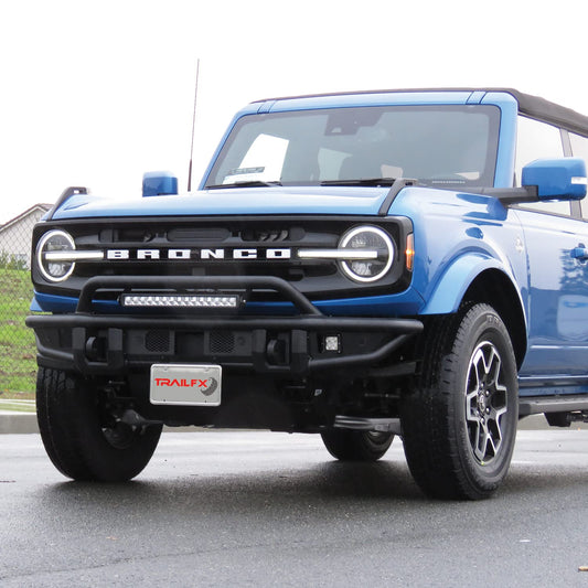 TRAILFX BR001T TrailFX BR001T Standard Front Bumper with Pre Runner Guard for Ford Bronco 2021-2025 Matte Black Powder Coated Steel Direct-Fit D-Rings LED Cube Light Mounts