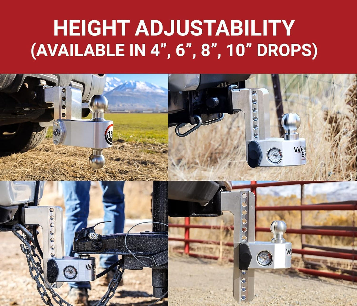 WEIGH SAFE WS4-2.5 Weigh Safe WS4-2.5 Adjustable Ball Mount with 4" Drop and 2.5" Shank, Aluminum