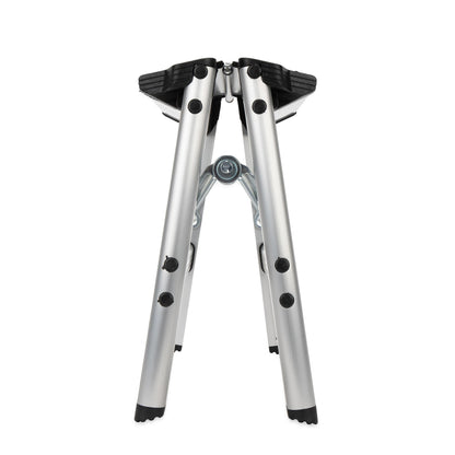 CAMCO 43672 Camco Folding Metal Step Stool - Perfect for Hard to Reach Areas in Kitchens and Closets, Great as a Truck Stool, Folds for Easy Storage (43672), Silver,One Size