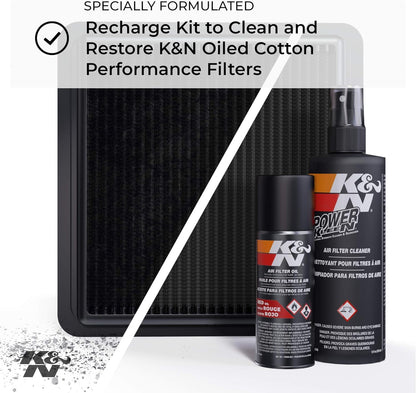 K&N FILTER 99-5050BK K&N Air Filter Cleaning Kit: Squeeze Bottle Filter Cleaner and Black Oil Kit; Restores Engine Air Filter Performance; Service Kit-99-5050BK