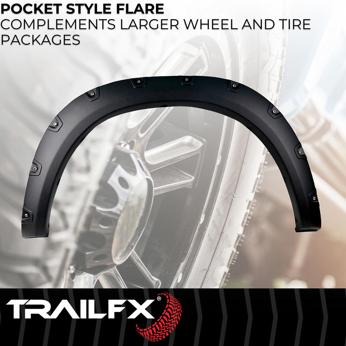 TRAILFX TFD3002T TrailFX Fender Flares for Ram 1500 2011-2018 Pocket Style Black Textured Paintable Polypropylene Set of 4 with Stainless and Black Steel Rivets TrailFX TFD3002T