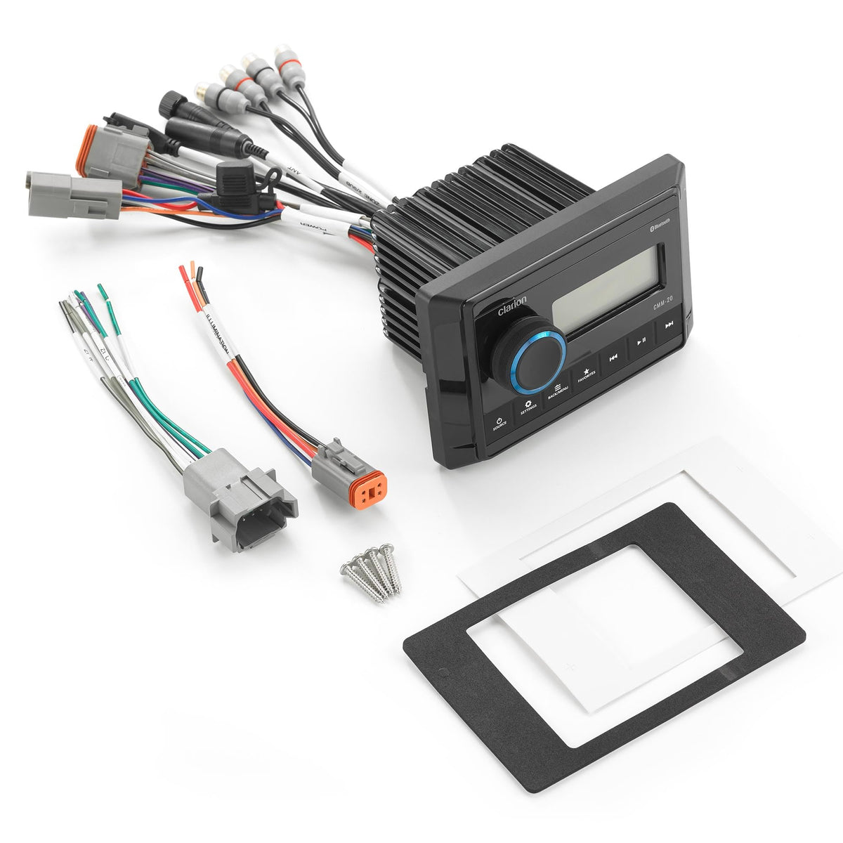 CLARION 010-03223-00 Clarion CMM-20 Marine Source Unit with LCD Display, IP66 Weatherproof Rating, Weather Band, Bluetooth