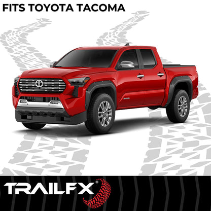 TRAILFX TFT3005S TrailFX Fender Flare TFT3005S, Pocket Style, 2.8 Inch Front/ 5.9 Inch Rear Tire Coverage, Black Smooth Paintable Finish, Set of 4, Fits 2024-2026 Toyota Tacoma