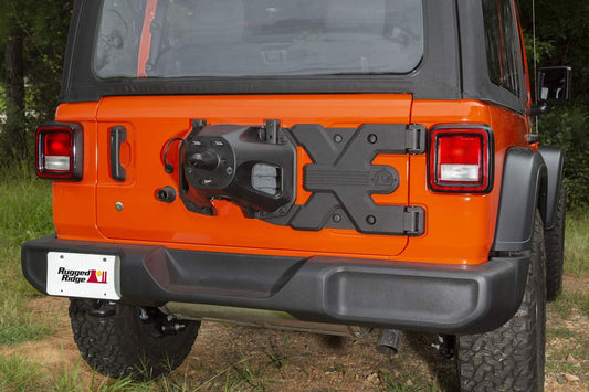 RUGGED RIDGE 11546.56 Rugged Ridge HD Tire Carrier | Black, Hinge Casting, Heavy Duty | 11546.56 | Fits 2018-2025 Jeep Wrangler JL