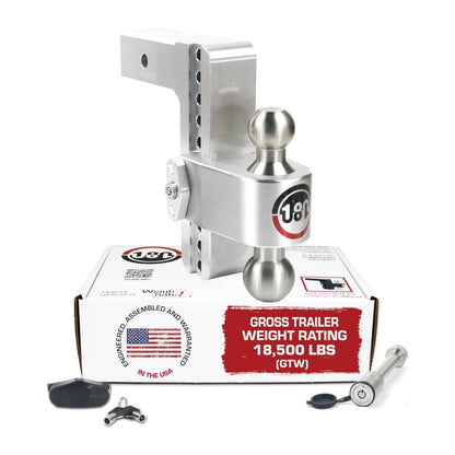 WEIGH SAFE LTB8-2.5-KA Weigh Safe Adjustable Trailer Hitch Ball Mount, 8" Adjustable Drop Hitch for 2.5" Receiver w/2 pc Keyed Alike Lock Set, Heavy Duty Aluminum Trailer Tow Hitch w/Stainless Steel Tow Balls,18,500 lbs GTW