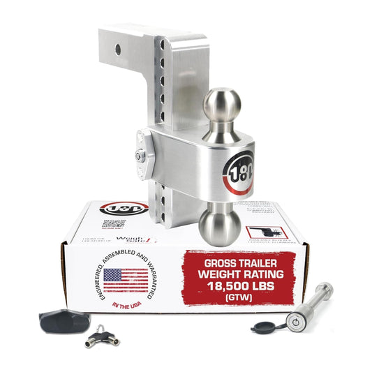 WEIGH SAFE LTB8-2.5-KA Weigh Safe Adjustable Trailer Hitch Ball Mount, 8" Adjustable Drop Hitch for 2.5" Receiver w/2 pc Keyed Alike Lock Set, Heavy Duty Aluminum Trailer Tow Hitch w/Stainless Steel Tow Balls,18,500 lbs GTW