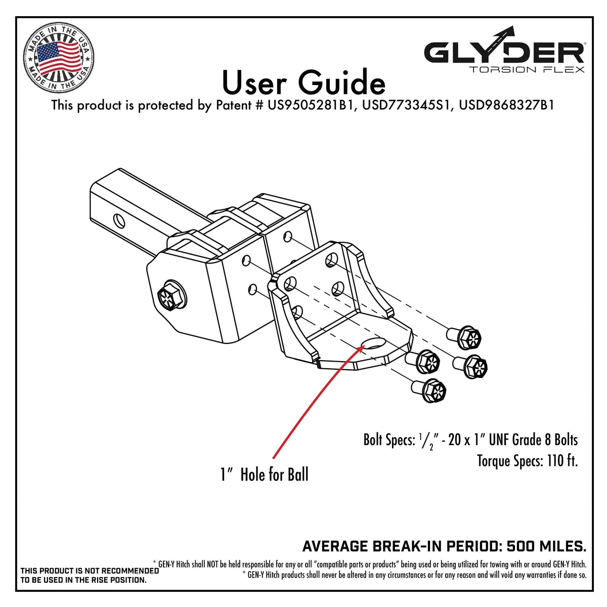 GEN-Y HITCH GH-12001 GEN-Y Hitch Ball Mount for 2" Receiver - Ball Platform with 1″ Diameter Mounting Hole, 2" Drop, 7,000 lbs Towing Capacity, 700 lbs Tongue Weight, Silver, Made in USA