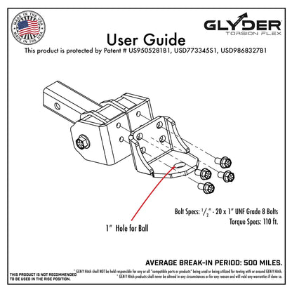 GEN-Y HITCH GH-12001 GEN-Y Hitch Ball Mount for 2" Receiver - Ball Platform with 1″ Diameter Mounting Hole, 2" Drop, 7,000 lbs Towing Capacity, 700 lbs Tongue Weight, Silver, Made in USA