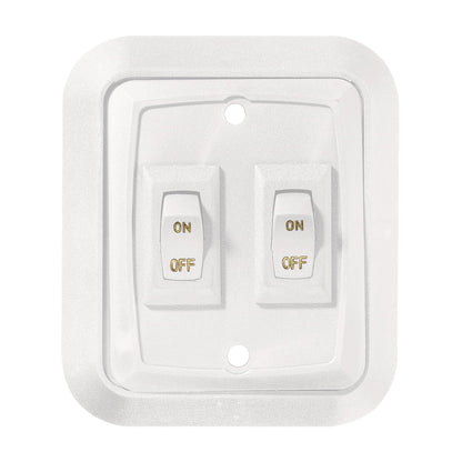 RV DESIGNER S657 RV Designer S657 White Double Wall Plate Switch w/Raised Bezel On/Off SPST