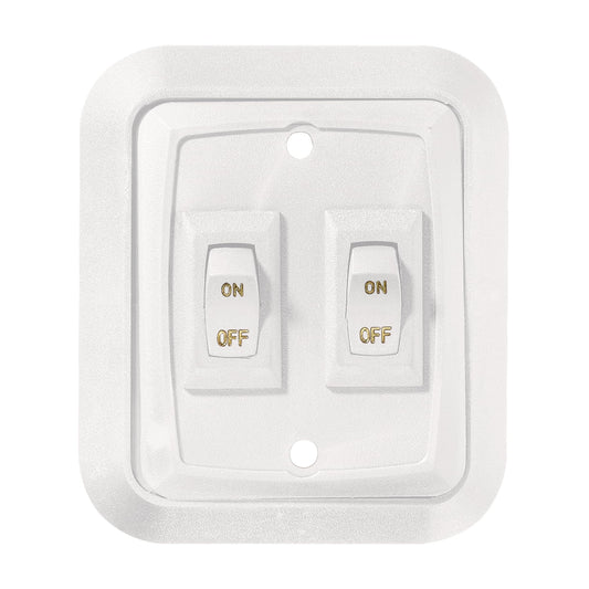 RV DESIGNER S657 RV Designer S657 White Double Wall Plate Switch w/Raised Bezel On/Off SPST