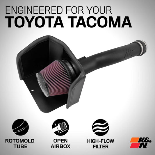 K&N FILTER 63-9039 K&N Cold Air Intake System: High-Flow Air Filter, Increase Performance & Towing: Compatible with 2016-2023 TOYOTA Tacoma, 63-9039