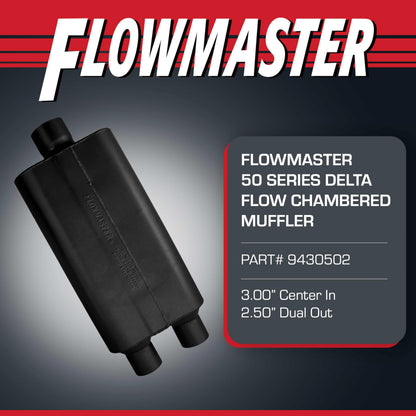 FLOWMASTER 9430502 Flowmaster 50 Series Delta Flow® Muffler – 3.00" Center In/Dual Out