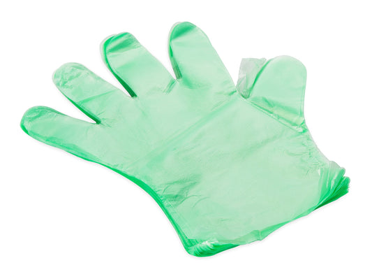 CAMCO 40285 Camco Durable All Purpose RV and Camper Disposable Sanitation Gloves | Ideal in Wet or Dry Conditions | Green Non-Latex Gloves | 100 Pack (40285)