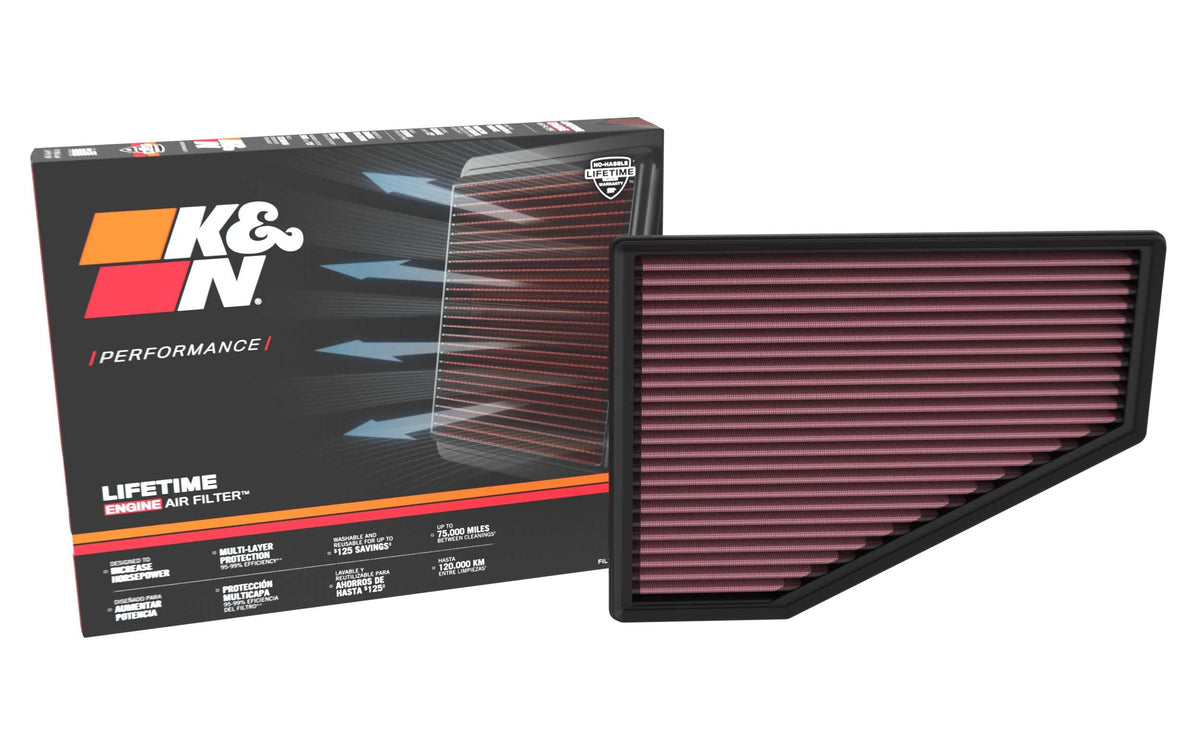 K&N FILTER 33-5123 K&N High-Flow Original Lifetime Engine Air Filter: Increase Power: Premium, Washable: Compatible with 2021-2025 JEEP: Grand Cherokee, 33-5123