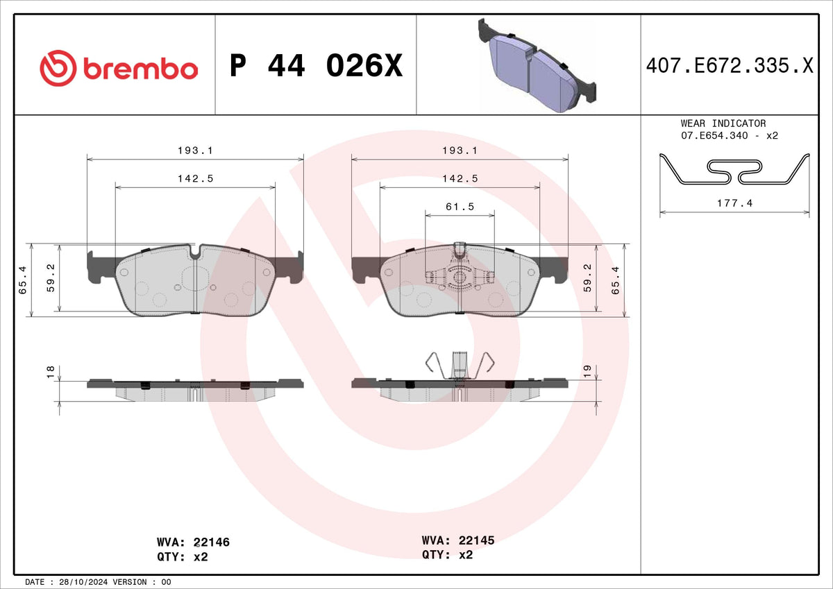 BREMBO P44026X Brembo P44026X BRAKE PAD
