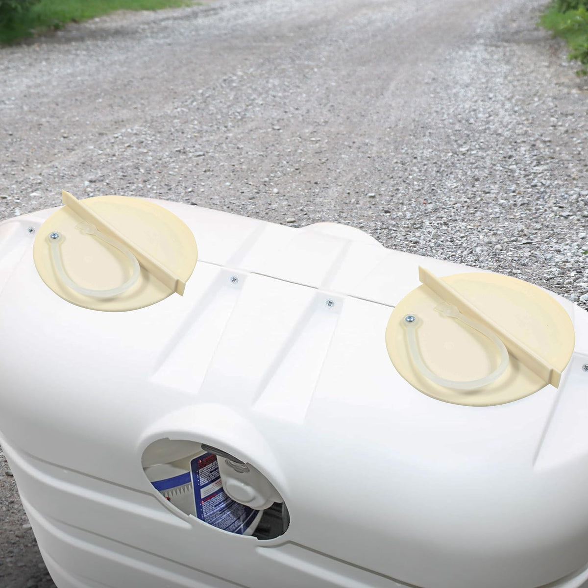 CAMCO 40533 Camco Lid Replacement Cap Kit Tank Cover with 2 Caps Included and Lanyards for Outdoor Spaces, Patio, Garden, and Lawn Use, Beige