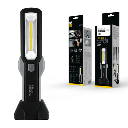 HELLA 357300311 Hella VALUEFIT UHL280 Base Rechargeable Flashlight, 280 Lumen LED, 2000 mAh Battery, Dual Light Modes, Magnetic Base & Hook (Includes Dock)
