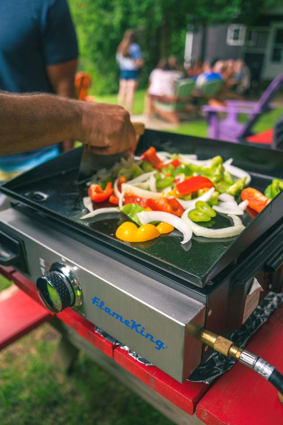 FLAME KING YSNFM-HT-100NB Flame King Flat Top Portable Propane Cast Iron Grill Griddle Tabletop for Outdoor Camping, Tailgating, Outdoor Cooking