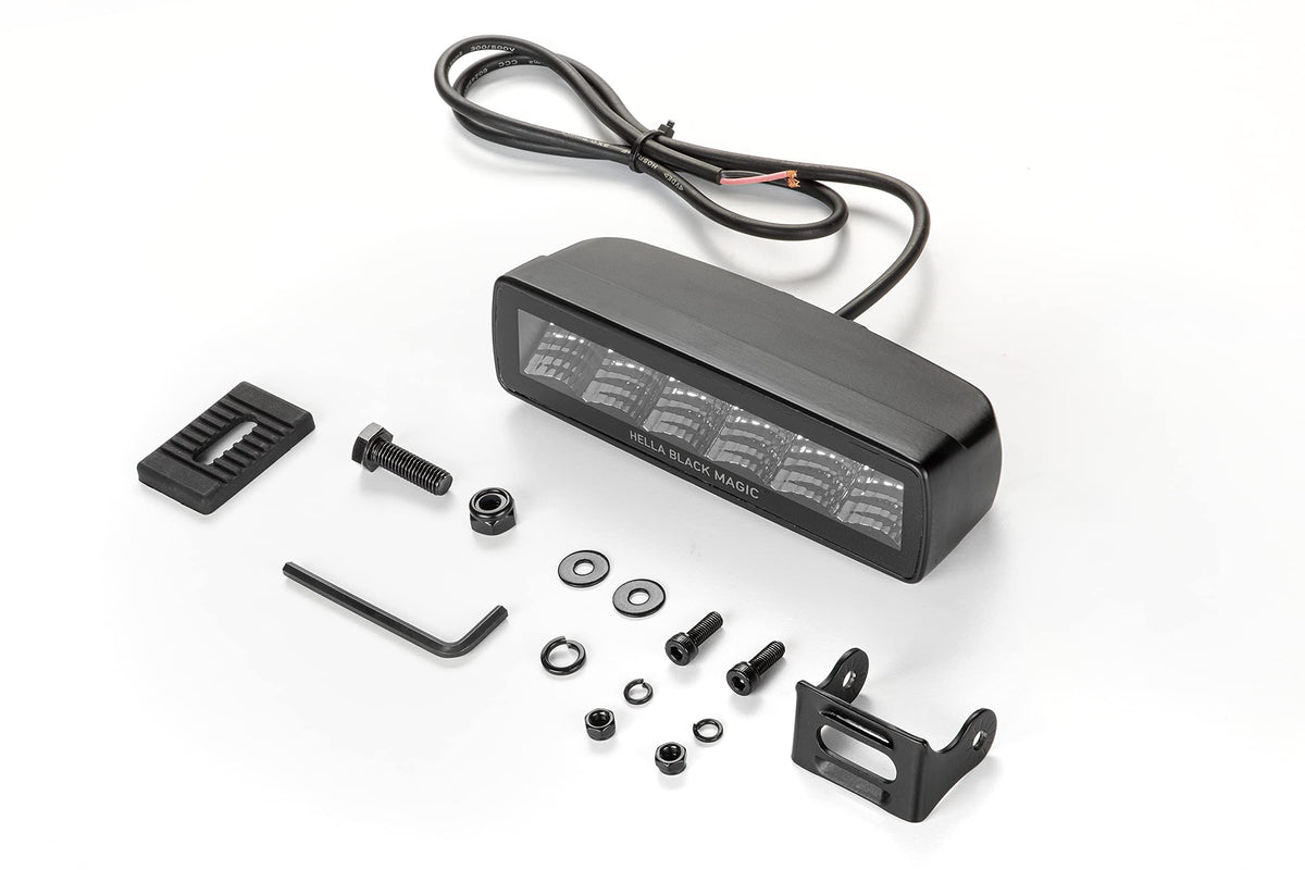 HELLA 358176201 Hella 1FB 358 176-201 LED Headlight - Black Magic Mini Lightbar 6.2 Inches - 12/24 V - Mounting - Cable: 800 mm - Connector: Open Cable Ends