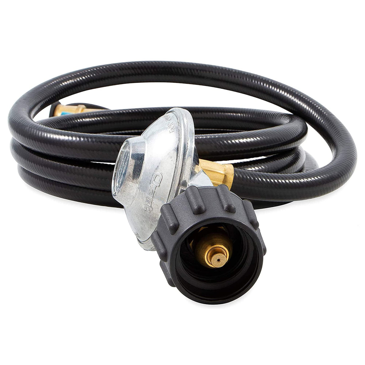CAMCO 57629 Camco Regulator with 6 Foot Propane Hose and Female Quick Connect Acme Nut for Low Pressure Gas Appliances, Black (Gas Bottle Sold Separately)